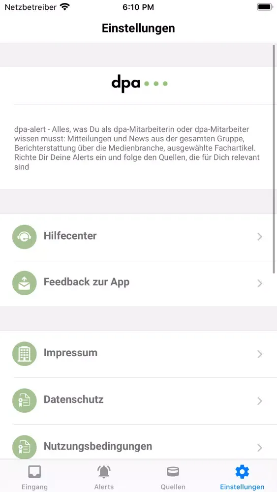 Screenshot di dpa-alert