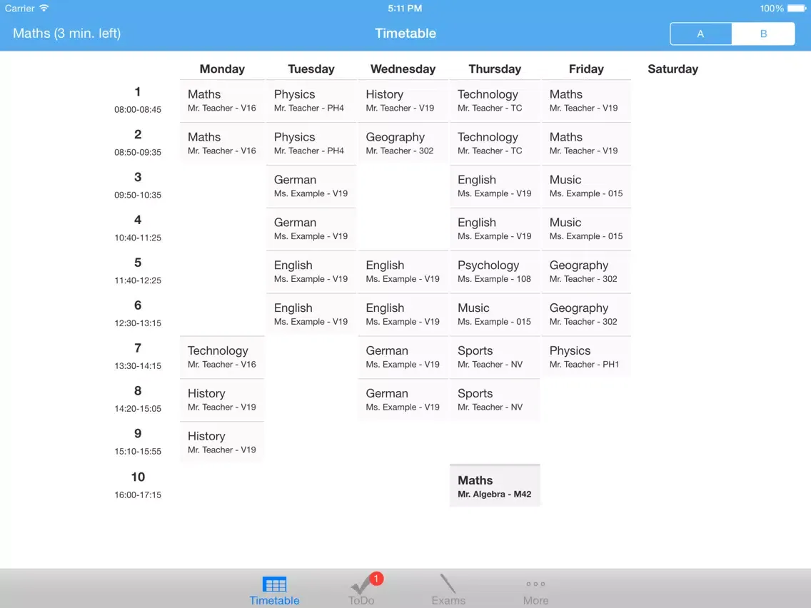 MyTimeTable - The School App iPad  स्क्रीनशॉट