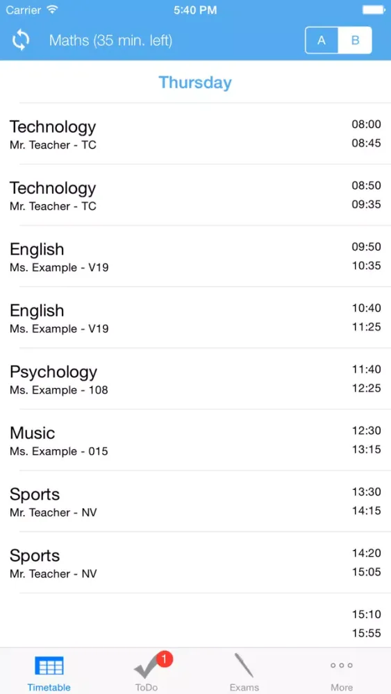 MyTimeTable - The School App स्क्रीनशॉट