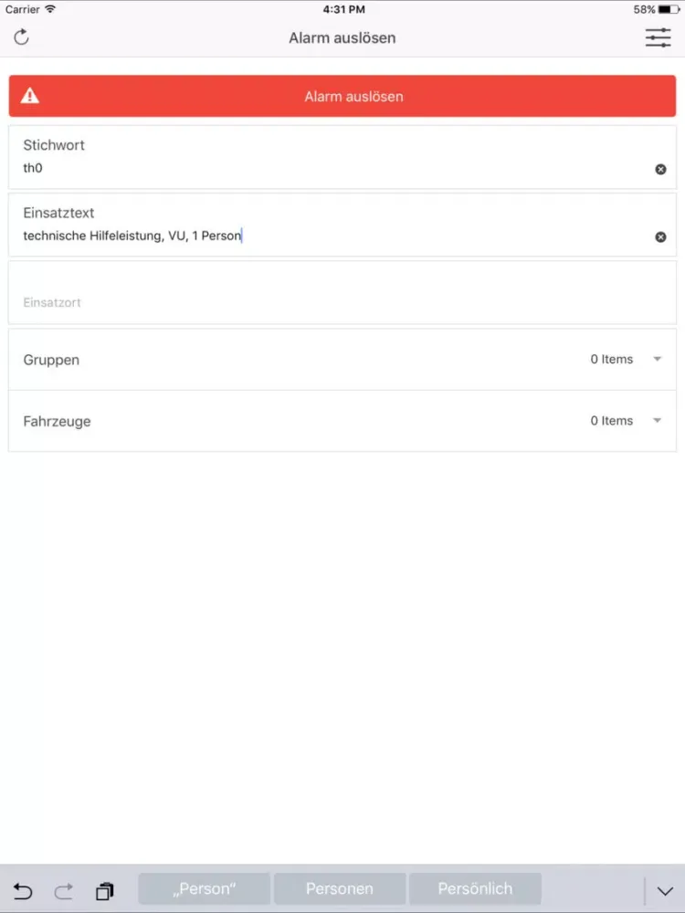 Alarmbox Zentrale Divera 24/7 iPad  Screenshots