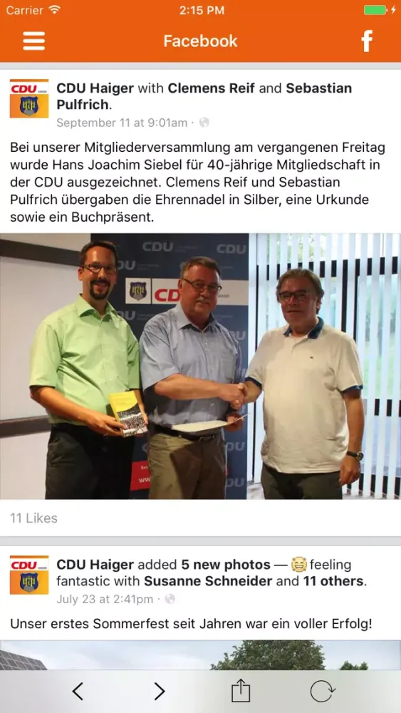 Zrzuty ekranu CDU Stadtverband Haiger