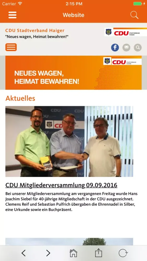 Zrzuty ekranu CDU Stadtverband Haiger