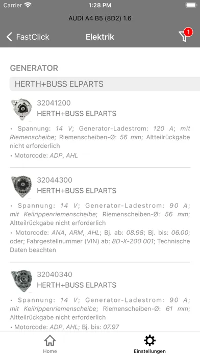 Captures d'écran de EPC, Herth+Buss