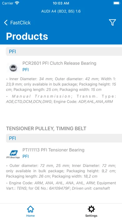 Capturas de pantalla de PFI Bearings