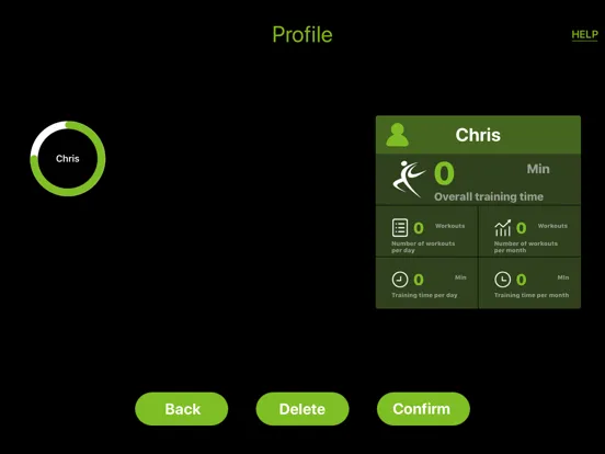 Capturas de tela do eaglefit® EMS SYSTEM iPad 