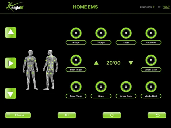 Capturas de tela do eaglefit® EMS SYSTEM iPad 
