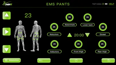 Capturas de tela do eaglefit® EMS SYSTEM