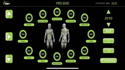 Capturas de tela do eaglefit® EMS SYSTEM