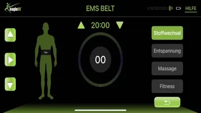 Capturas de tela do eaglefit® EMS SYSTEM