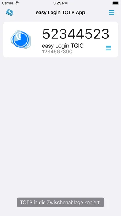 Tangkapan skrin easy Login TOTP App
