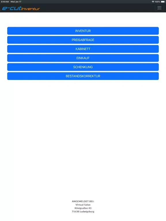 ภาพหน้าจอของ e-cut Inventur iPad 