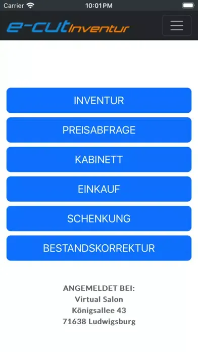 ภาพหน้าจอของ e-cut Inventur