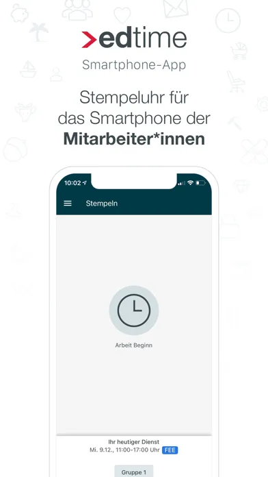 Capturas de tela do edtime Mitarbeiter-App