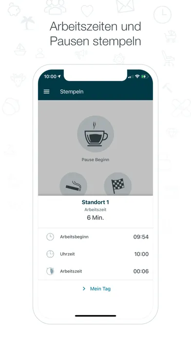 Capturas de tela do edtime Mitarbeiter-App