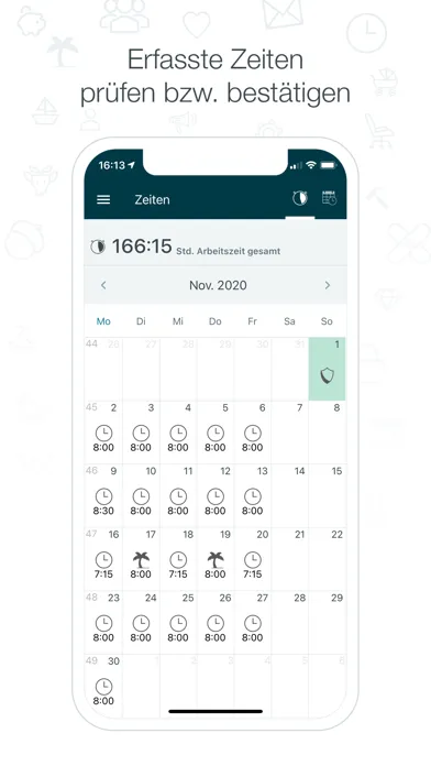 Capturas de tela do edtime Mitarbeiter-App