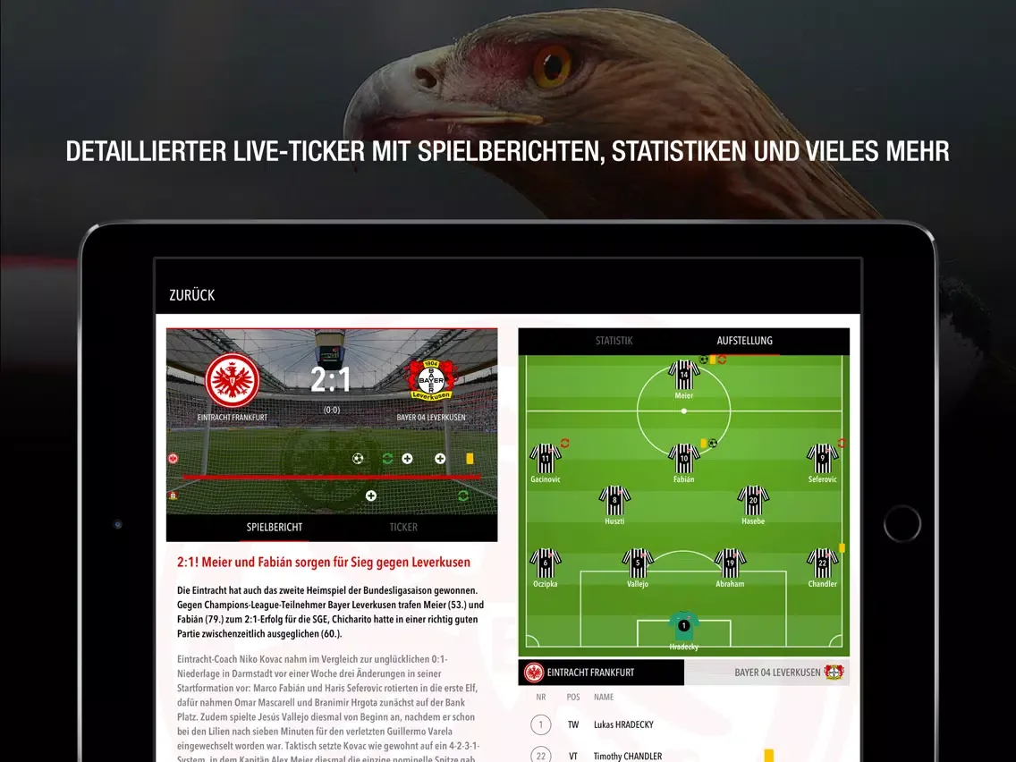 Eintracht Frankfurt- Adler App iPad 应用截图