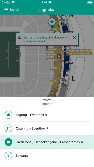 Capturas de tela do ERGO Events