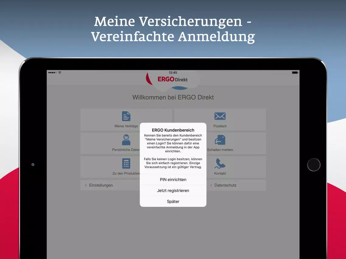 Zrzuty ekranu Kundenportal iPad 