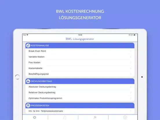 Скриншоты BWL Lösungsgenerator iPad 