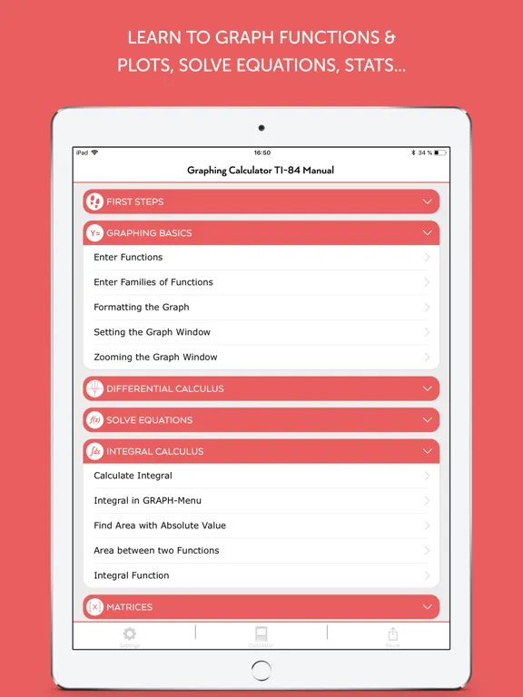 Tangkapan skrin TI-84 CE Calculator Manual iPad 