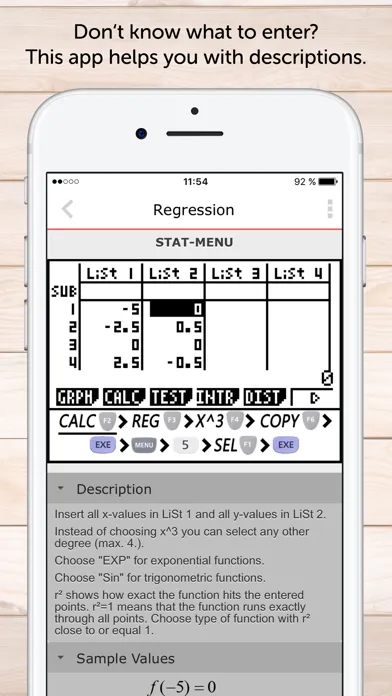 Captures d'écran de CASIO Graph Calculator Manual