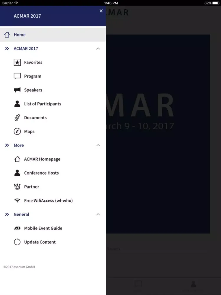 Ảnh chụp màn hình của ACMAR 2017 iPad 