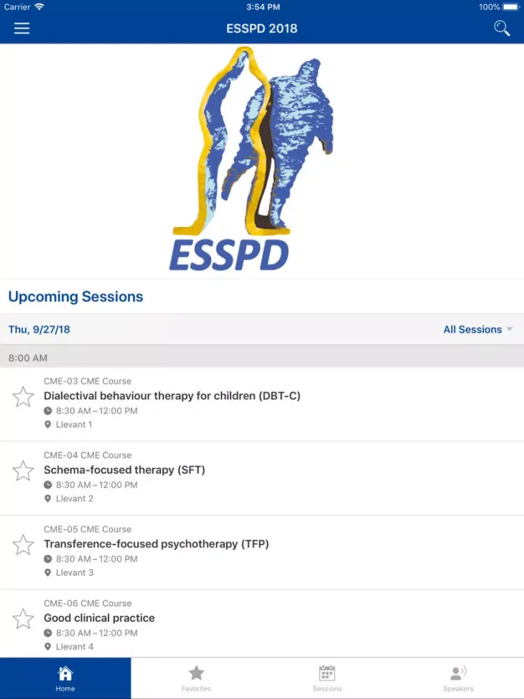 Capturas de tela do ESSPD 2018 iPad 