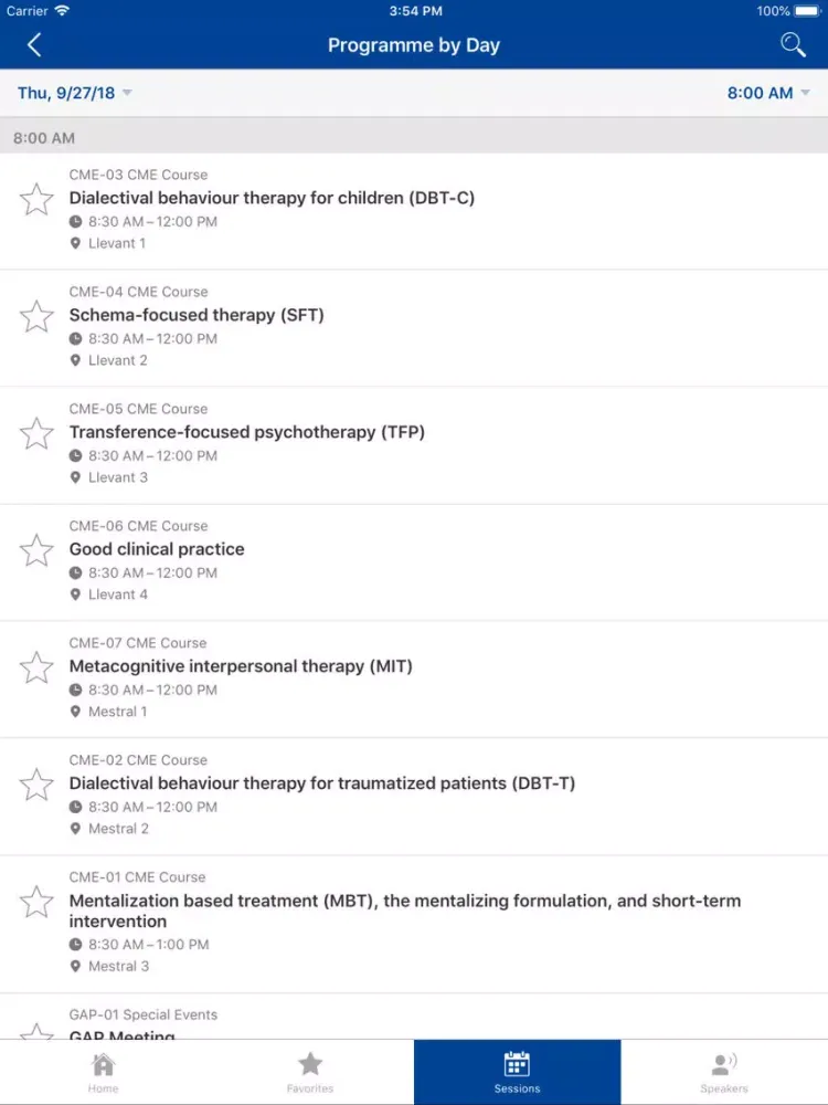 Capturas de tela do ESSPD 2018 iPad 