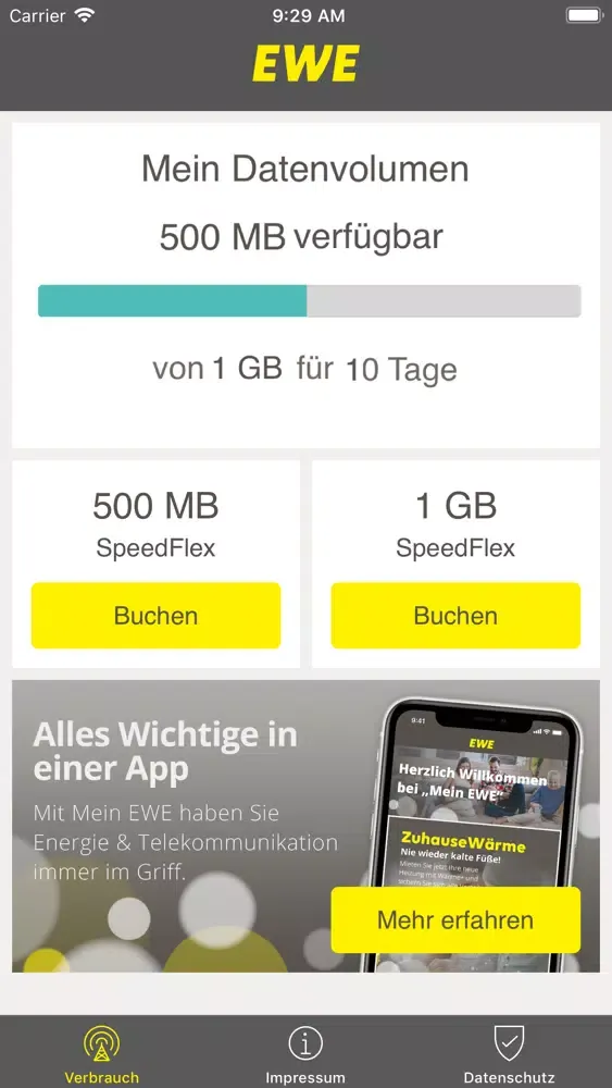 Capturas de pantalla de EWE Mobildaten