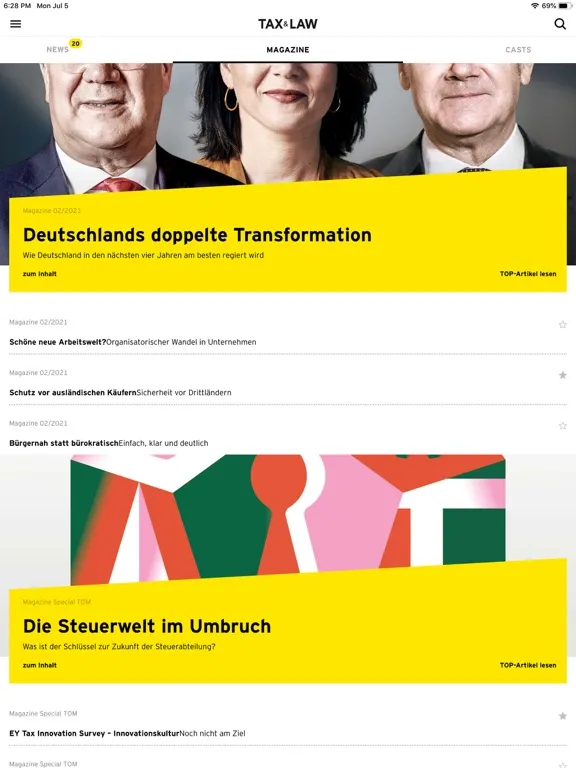 Capturas de tela do EY Tax & Law DE News iPad 