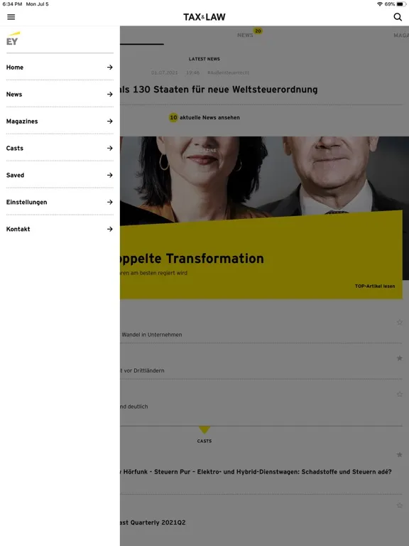 Capturas de tela do EY Tax & Law DE News iPad 
