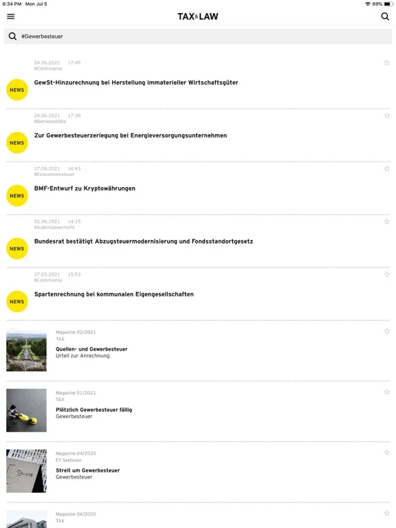 Capturas de tela do EY Tax & Law DE News iPad 