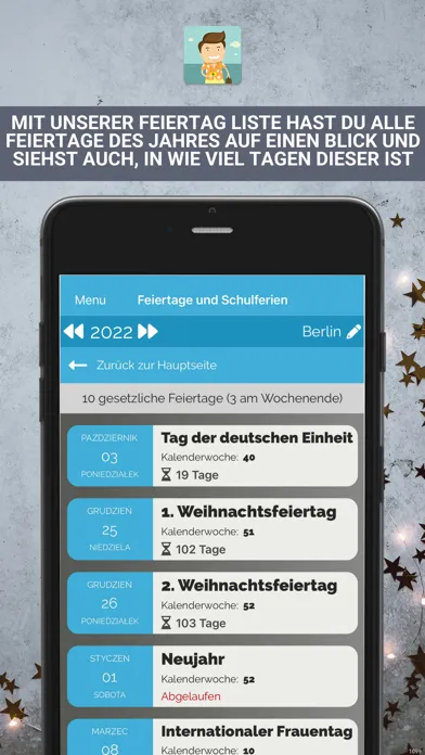 Tangkapan skrin Feiertage & Schulferien