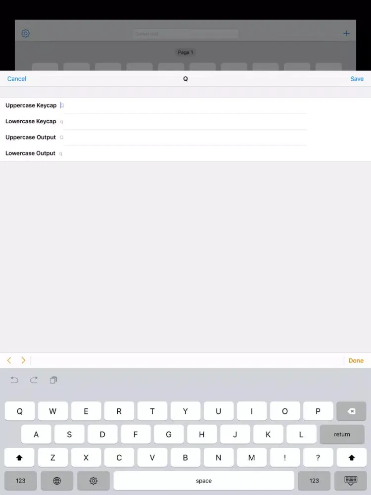 Zrzuty ekranu Customizable Keys Keyboard iPad 