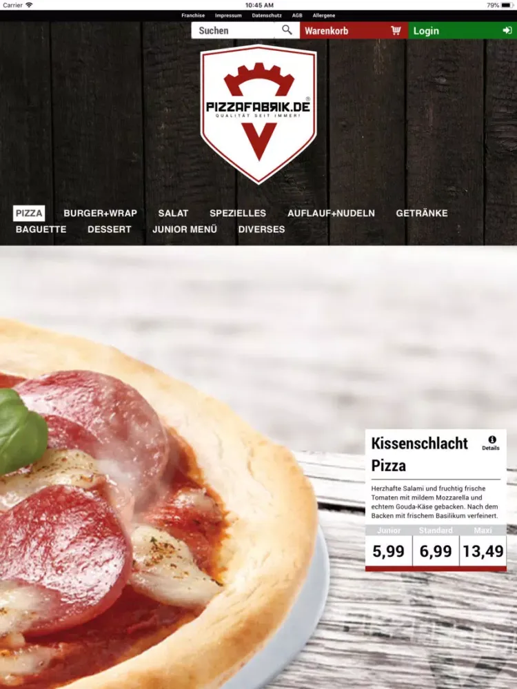 PIZZAFABRIK.DE iPad  스크린샷