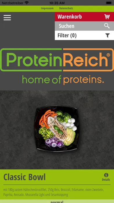 Tangkapan layar ProteinReich