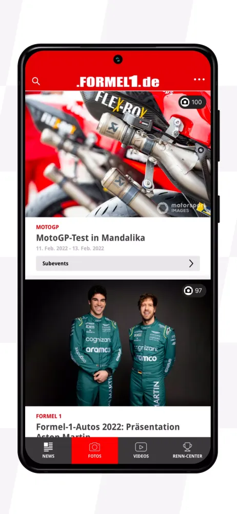 Capturas de tela do Formel1.de