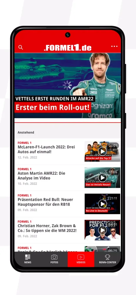 Capturas de tela do Formel1.de