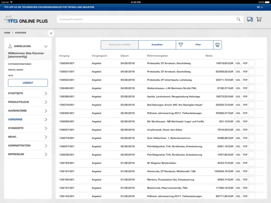 Screenshot di TFG iPad 