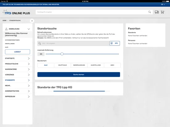 Screenshot di TFG iPad 