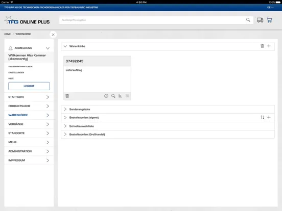 Screenshot di TFG iPad 