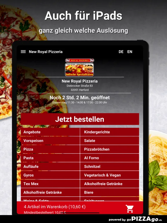 Zrzuty ekranu New Royal Pizzeria App iPad 
