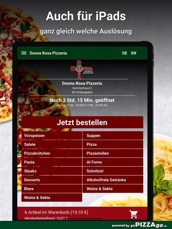Screenshot di Donna Rosa Pizzeria Bergheim iPad 