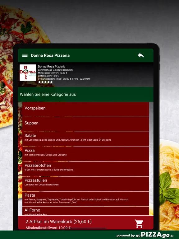 Screenshot di Donna Rosa Pizzeria Bergheim iPad 