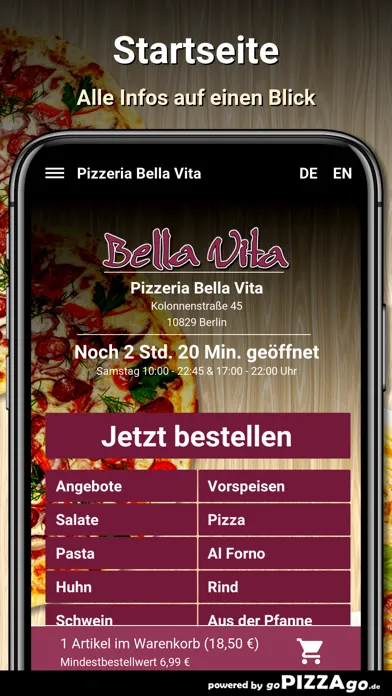 Capturas de tela do Pizzeria Bella Vita Berlin