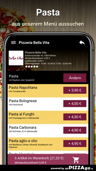 Capturas de tela do Pizzeria Bella Vita Berlin