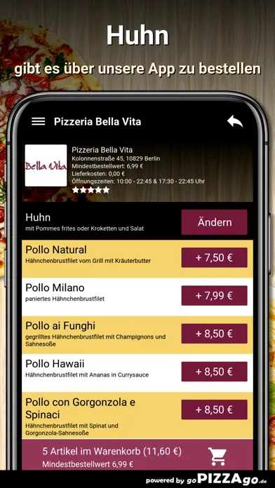 Capturas de tela do Pizzeria Bella Vita Berlin