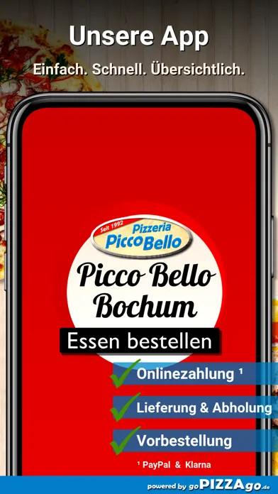Capturas de tela do Pizzeria Picco Bello Bochum