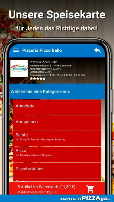 Capturas de tela do Pizzeria Picco Bello Bochum