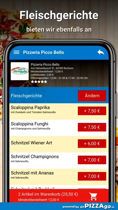 Capturas de tela do Pizzeria Picco Bello Bochum